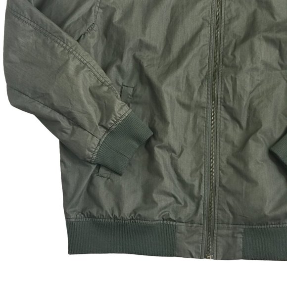 H&M LOGG Hooded Bomber Jacket Coat Green Mens Size Large Drawstring Zip Up - Picture 2 of 8